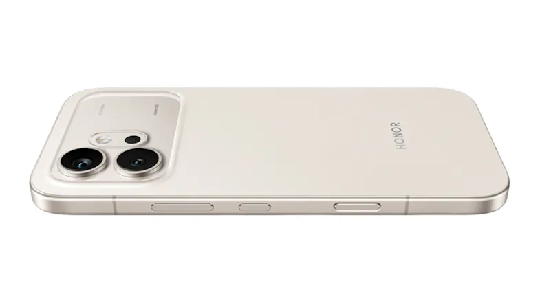 Tilted back view of the phone showing the camera bump Tilted back view of the phone showing the camera bump