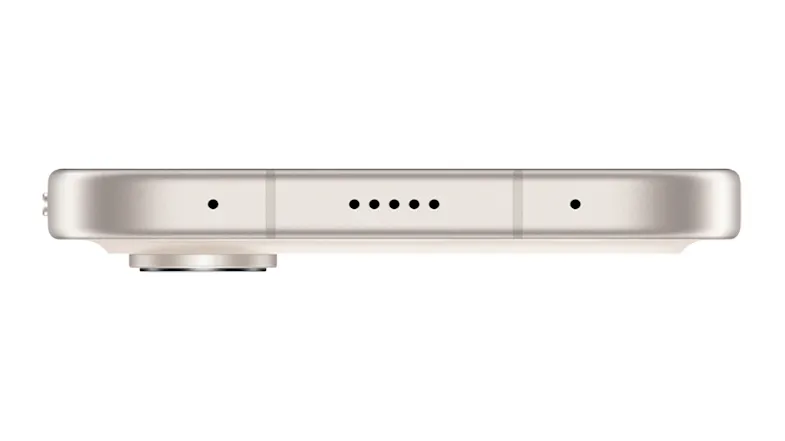 Top edge view of the Honor 600 showcasing the microphone Top edge view of the Honor 600 showcasing the microphone