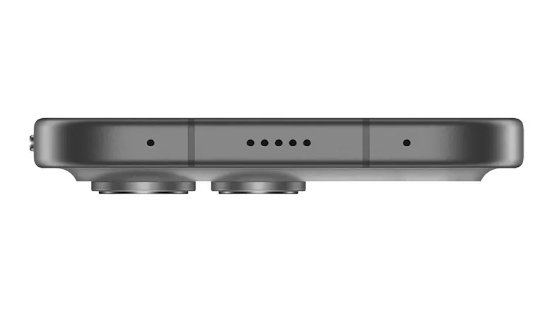 Top edge view of the Honor 600 Pro showcasing the microphone Top edge view of the Honor 600 Pro showcasing the microphone