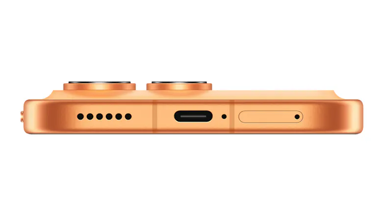 Bottom edge view of the phone showing ports and speaker grille Bottom edge view of the phone showing ports and speaker grille