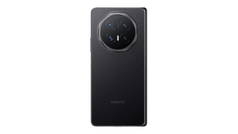 Angled rear view of the Honor Magic showcasing circular camera ring Angled rear view of the Honor Magic showcasing circular camera ring
