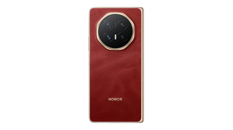 Angled rear view of the Honor Magic showcasing circular camera ring Angled rear view of the Honor Magic showcasing circular camera ring