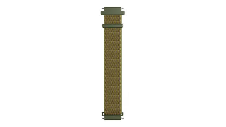 Front view of the olive woven replacement watch band Front view of the olive woven replacement watch band