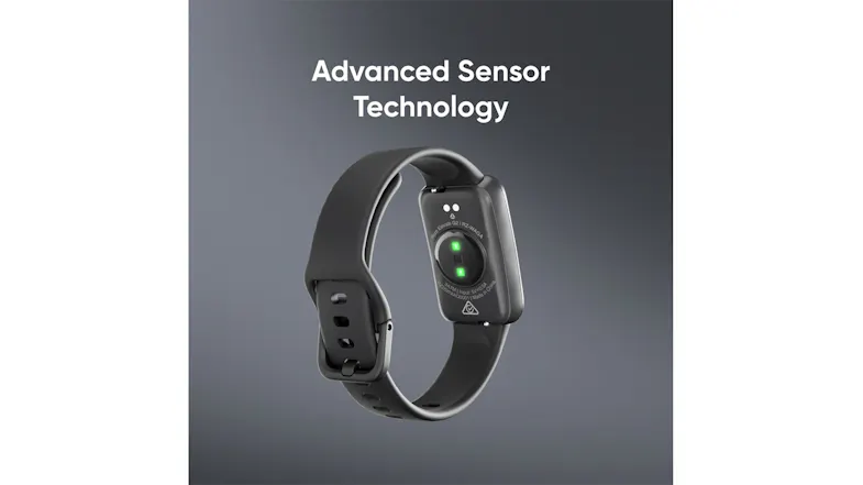 Rear angled view of the Ryze SmartWatch showing advanced sensor technology on the underside for heart rate Rear angled view of the Ryze SmartWatch showing advanced sensor technology on the underside for heart rate
