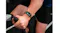 Detailed view of the smartwatch worn during a workout, with the touchscreen display visible Detailed view of the smartwatch worn during a workout, with the touchscreen display visible