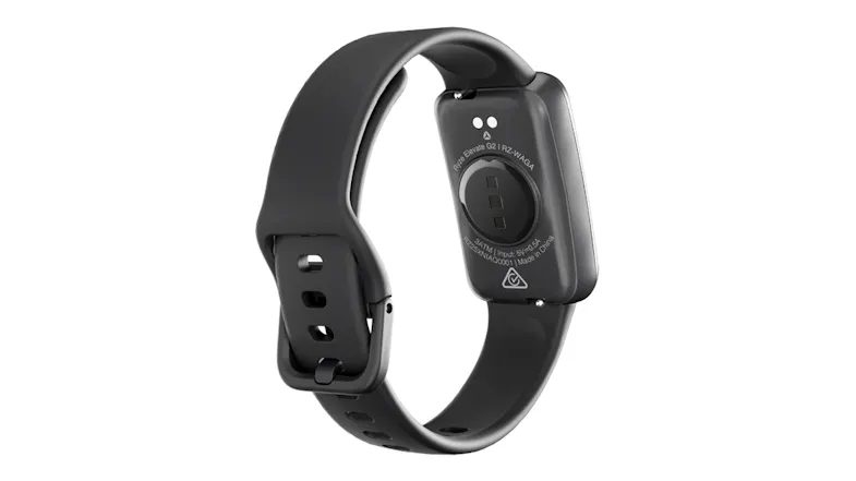 Rear view of the Ryze SmartWatch, highlighting the optical sensor array on the underside of the black case Rear view of the Ryze SmartWatch, highlighting the optical sensor array on the underside of the black case