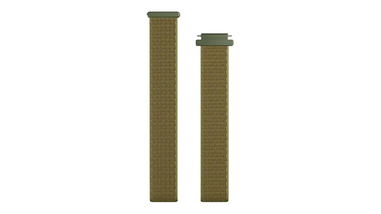 Olive woven replacement watch bands, displayed separately, highlighting the interchangeable strap design Olive woven replacement watch bands, displayed separately, highlighting the interchangeable strap design