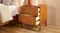 Two-drawer wooden bedside table with open drawers, brass-look handles and tapered legs Two-drawer wooden bedside table with open drawers, brass-look handles and tapered legs
