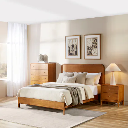 Modern bedroom featuring Harper Queen Bed Frame Modern bedroom featuring Harper Queen Bed Frame