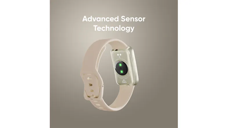 Rear view of the Ryze SmartWatch with illuminated sensors visible, emphasising advanced sensor technology Rear view of the Ryze SmartWatch with illuminated sensors visible, emphasising advanced sensor technology