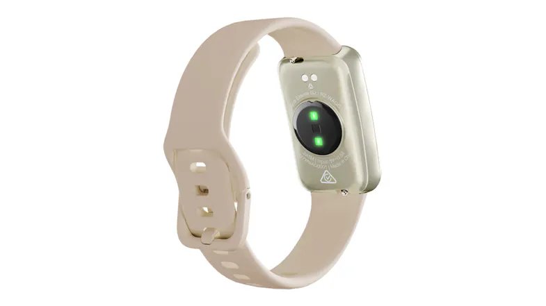Back view of the smartwatch with illuminated health sensors visible, emphasising biometric monitoring capabilities Back view of the smartwatch with illuminated health sensors visible, emphasising biometric monitoring capabilities