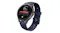 Angled view of the Ryze SmartWatch with a black case and blue silicone band Angled view of the Ryze SmartWatch with a black case and blue silicone band