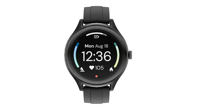 Front view of the Flex (Gen 2) SmartWatch featuring a black case and black band Front view of the Flex (Gen 2) SmartWatch featuring a black case and black band