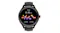 Front-facing smartwatch display showing fitness and activity metrics on the round touchscreen Front-facing smartwatch display showing fitness and activity metrics on the round touchscreen