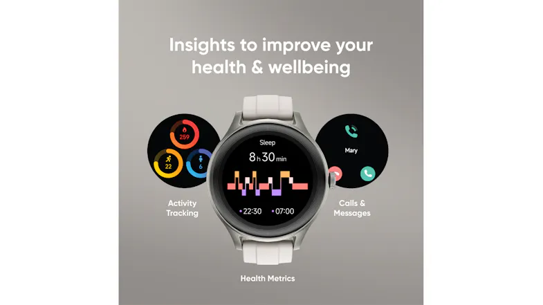 Feature graphic showing wellness insights, activity tracking, heart rate monitoring, and sleep analysis Feature graphic showing wellness insights, activity tracking, heart rate monitoring, and sleep analysis