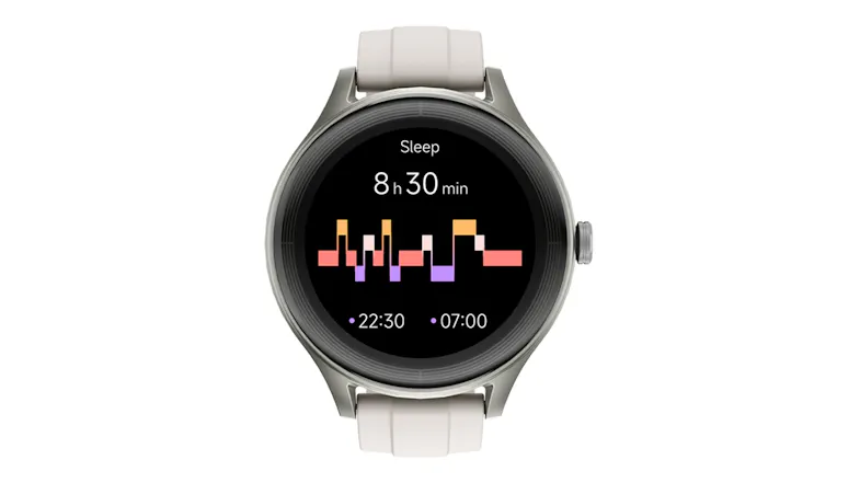 Front-facing view of the Ryze SmartWatch displaying workout and fitness tracking information Front-facing view of the Ryze SmartWatch displaying workout and fitness tracking information
