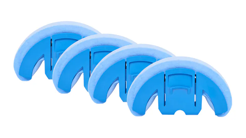 Blue Ecovacs Climbing Ring Assembly for ULTRAMARINE P1 Robotic Pool Cleaner with foam edges, angled front view, 4-piece replacement pack Blue Ecovacs Climbing Ring Assembly for ULTRAMARINE P1 Robotic Pool Cleaner with foam edges, angled front view, 4-piece replacement pack
