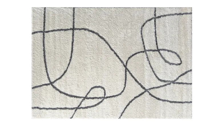 Complete Mercer Sketch Rug in white and grey, showing abstract sketch-like line design across the surface Complete Mercer Sketch Rug in white and grey, showing abstract sketch-like line design across the surface