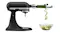 Side view of the matte black KitchenAid Artisan Plus stand mixer with a spiraliser attachment creating zucchini noodles Side view of the matte black KitchenAid Artisan Plus stand mixer with a spiraliser attachment creating zucchini noodles