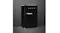 Front left view of a black SMEG mini refrigerator with a retro design and chrome handle Front left view of a black SMEG mini refrigerator with a retro design and chrome handle