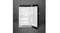 Front view of a black SMEG minibar fridge with the door open, showing white interior shelves and door racks Front view of a black SMEG minibar fridge with the door open, showing white interior shelves and door racks