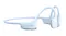 Side-angle view of Shokz open-ear bone conduction headphones with a rear wraparound band Side-angle view of Shokz open-ear bone conduction headphones with a rear wraparound band