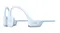 Side view of ice blue Shokz open-ear bone conduction headphones with a wraparound neckband Side view of ice blue Shokz open-ear bone conduction headphones with a wraparound neckband