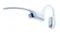 Side-detail view of Shokz bone conduction headphones with the USB-C charging port cover open Side-detail view of Shokz bone conduction headphones with the USB-C charging port cover open