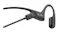Front view of black Shokz open-ear headphones with a smartphone app interface, showing EQ settings support Front view of black Shokz open-ear headphones with a smartphone app interface, showing EQ settings support