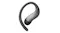 Close-up view of a black Shokz open-ear wireless earbud with a curved ear hook Close-up view of a black Shokz open-ear wireless earbud with a curved ear hook