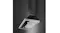 Side dynamic angle showing the underside filters and sleek chimney of the Smeg rangehood Side dynamic angle showing the underside filters and sleek chimney of the Smeg rangehood