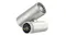 Angled view of the Shark personal cooling system tilted horizontally, showing the white fan unit angled upward above the white digital base Angled view of the Shark personal cooling system tilted horizontally, showing the white fan unit angled upward above the white digital base