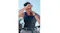 Charcoal Shark portable cooling device held against a man's neck while he rests beside his bicycle and wipes away sweat Charcoal Shark portable cooling device held against a man's neck while he rests beside his bicycle and wipes away sweat