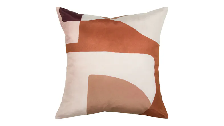 Malaga Outdoor Cushion 50x50cm in Terracotta featuring an abstract geometric block pattern Malaga Outdoor Cushion 50x50cm in Terracotta featuring an abstract geometric block pattern