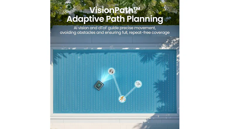 Infographic showing the Aiper Scuba V3’s adaptive path-planning technology, illustrating systematic cleaning routes Infographic showing the Aiper Scuba V3’s adaptive path-planning technology, illustrating systematic cleaning routes
