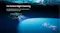 Robotic pool cleaner operating underwater at night, using integrated lighting to improve visibility Robotic pool cleaner operating underwater at night, using integrated lighting to improve visibility