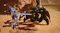 A mecha fighting an enemy in a desert landscape A mecha fighting an enemy in a desert landscape