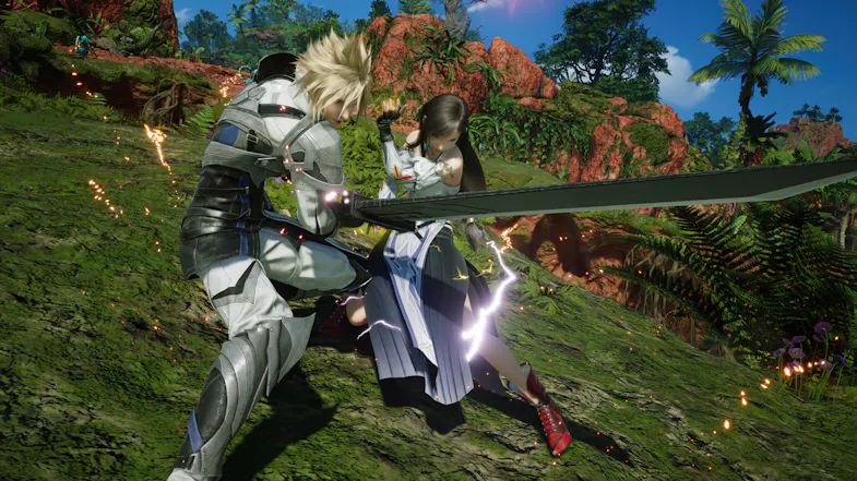 Cloud and tifa locked into a battle Cloud and tifa locked into a battle