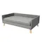 Front-angled view of a grey PaWz Pet Sofa with raised side panels, a removable cushion, and natural wood legs Front-angled view of a grey PaWz Pet Sofa with raised side panels, a removable cushion, and natural wood legs