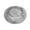 Top angle view of a charcoal grey PaWz Fluffy Doughnut Pet Bed with a deep centre cushion and raised bolster edge Top angle view of a charcoal grey PaWz Fluffy Doughnut Pet Bed with a deep centre cushion and raised bolster edge