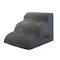 Grey PaWz Foam Rounded Pet Stairs with a textured, non-slip fabric surface and a bone-shaped PaWz logo on the side Grey PaWz Foam Rounded Pet Stairs with a textured, non-slip fabric surface and a bone-shaped PaWz logo on the side