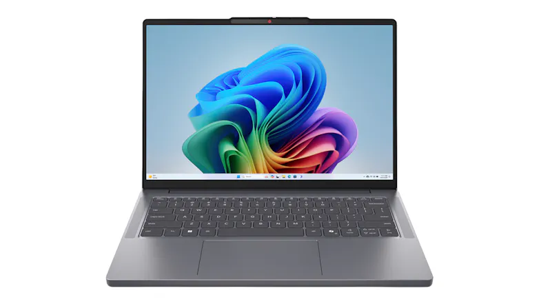 Front view of the Lenovo IdeaPad Slim 3 (11th Gen) 14-inch laptop in Luna Grey Front view of the Lenovo IdeaPad Slim 3 (11th Gen) 14-inch laptop in Luna Grey