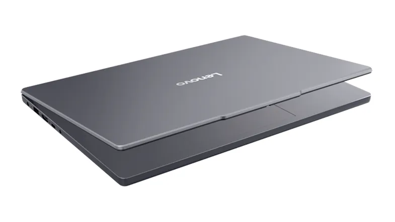 Front angled view of the closed laptop stacked slightly open, highlighting the slim lid profile Front angled view of the closed laptop stacked slightly open, highlighting the slim lid profile