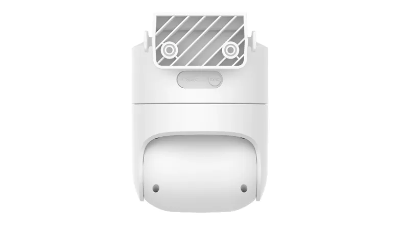 Rear upper-angle view of the camera, displaying mounting hardware and the weather-resistant construction Rear upper-angle view of the camera, displaying mounting hardware and the weather-resistant construction