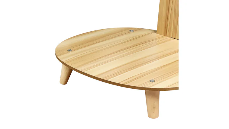 Close-up of the round wooden platform base and legs for the pet furniture Close-up of the round wooden platform base and legs for the pet furniture
