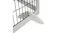 Close-up view of white wooden support feet attached to the base of a pet playpen frame for added stability Close-up view of white wooden support feet attached to the base of a pet playpen frame for added stability