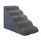 Grey foam pet stairs featuring a curved, scalloped 4-step ramp design with textured fabric treads and smooth sides Grey foam pet stairs featuring a curved, scalloped 4-step ramp design with textured fabric treads and smooth sides