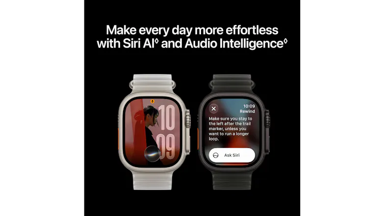 Smartwatch demonstrating Siri AI and Audio Intelligence Smartwatch demonstrating Siri AI and Audio Intelligence