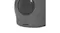 Close-up rear view of a black PaWz automatic cat litter box base with an access panel and smooth curved design Close-up rear view of a black PaWz automatic cat litter box base with an access panel and smooth curved design