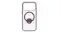 Transparent smartphone case with purple bumper edges, circular ring grip and stand centered Transparent smartphone case with purple bumper edges, circular ring grip and stand centered